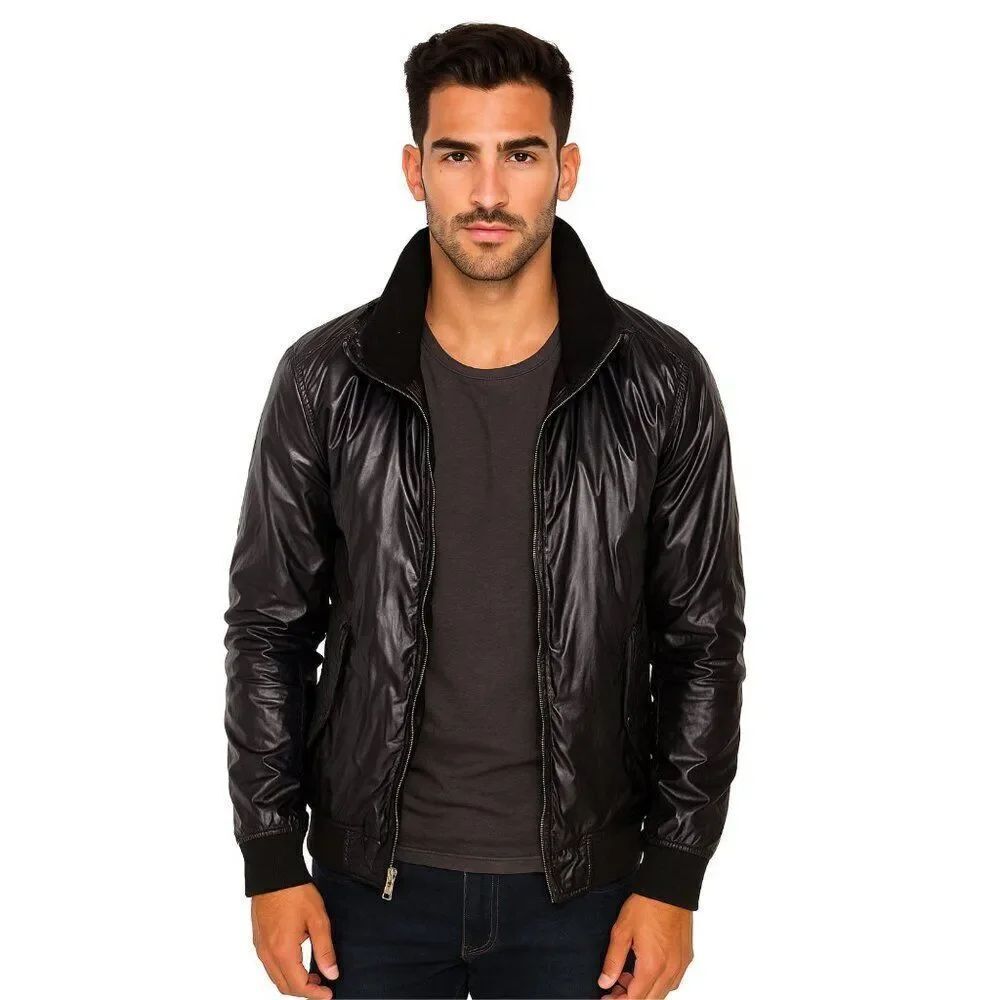 Vintage Diesel Moto Bomber Nylon Windbreaker Mens Black Jacket